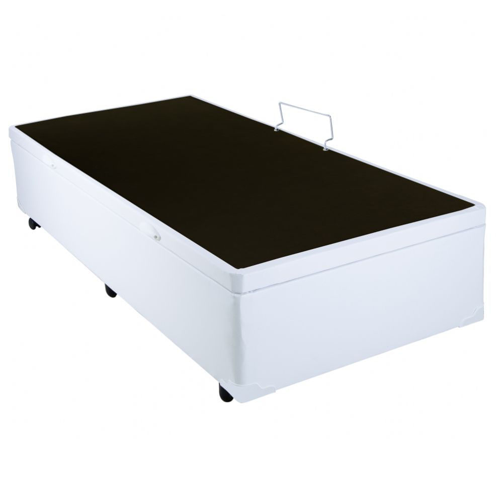 Cama Box Solteiro com Baú Sonnoforte Corino Branco com Pistão - 088x188 -  megacolchoes